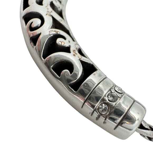 Brighton Aventura Silver-Tone Necklace Intricate Cut-Out Design Adjustable Chain - Picture 2 of 6